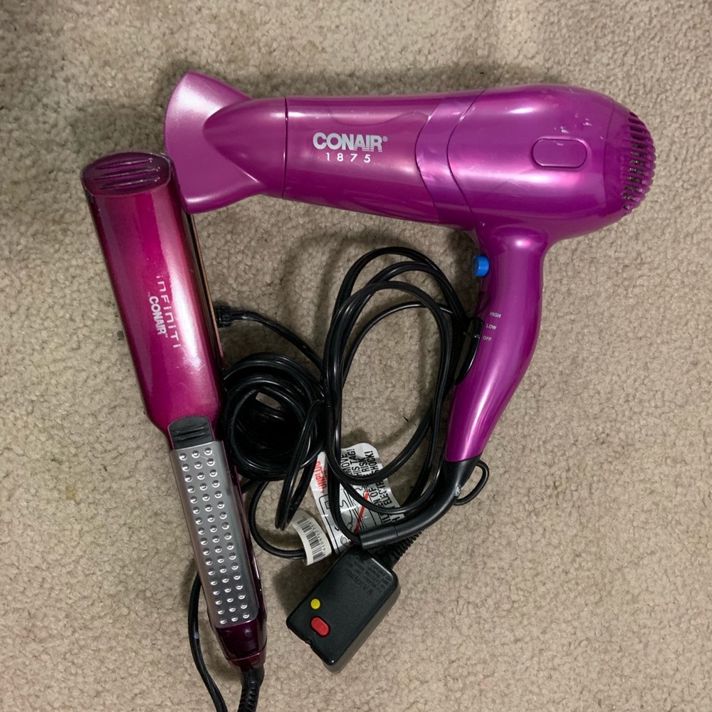 Conque straightener and blow dryer
